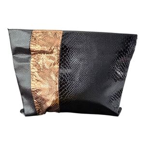 Nila Anthony Black and Gold Snakeskin Clutch